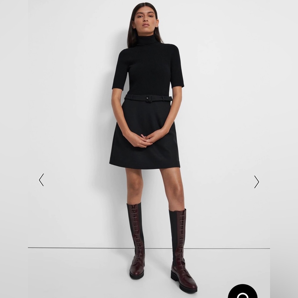 Theory Combo Dress in Bistretch Wool Twill